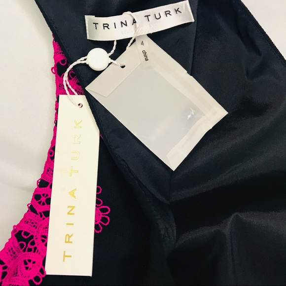 π Host Pick π NWOT Trina Turk Whim AppliqueΜ Lace Trim Crepe Dress - Picture 11 of 14